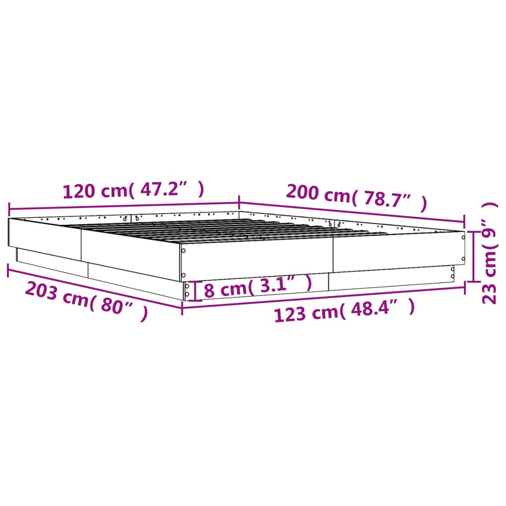 Bed Frame | Sonoma oak | Engineered wood | 120x200 cm | Durable