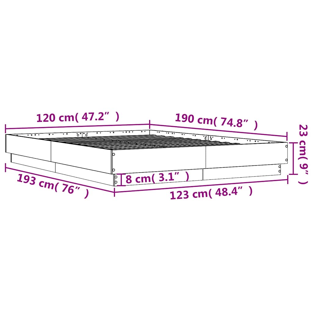 Bed Frame without Mattress White 120x190 cm Small Double