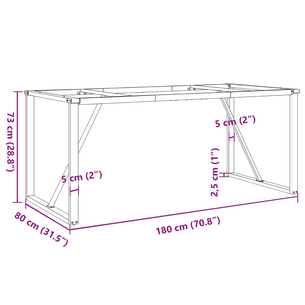 Dining Table Legs O-Frame 180x80x73 cm Steel