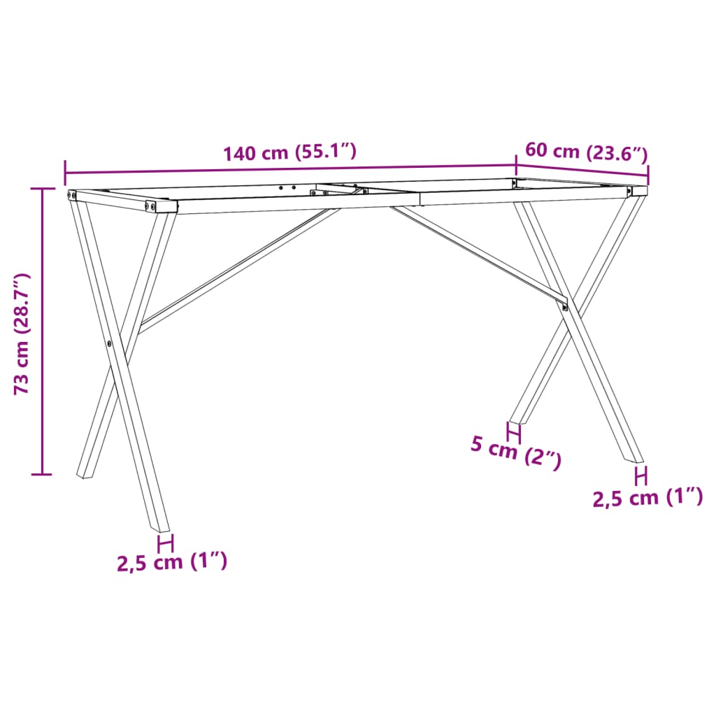 Dining Table Legs X-Frame 140x60x73 cm Steel
