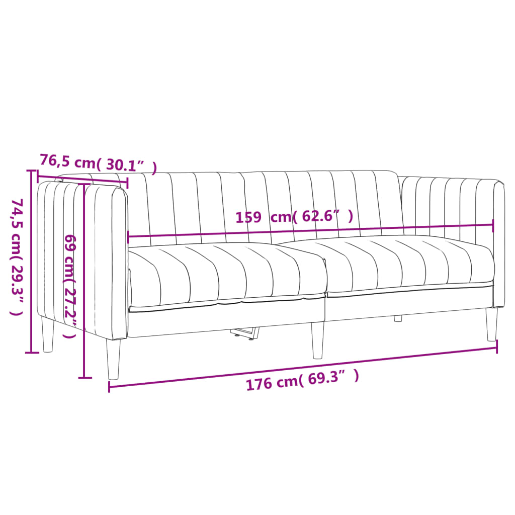 2 Piece Sofa Set Black Fabric