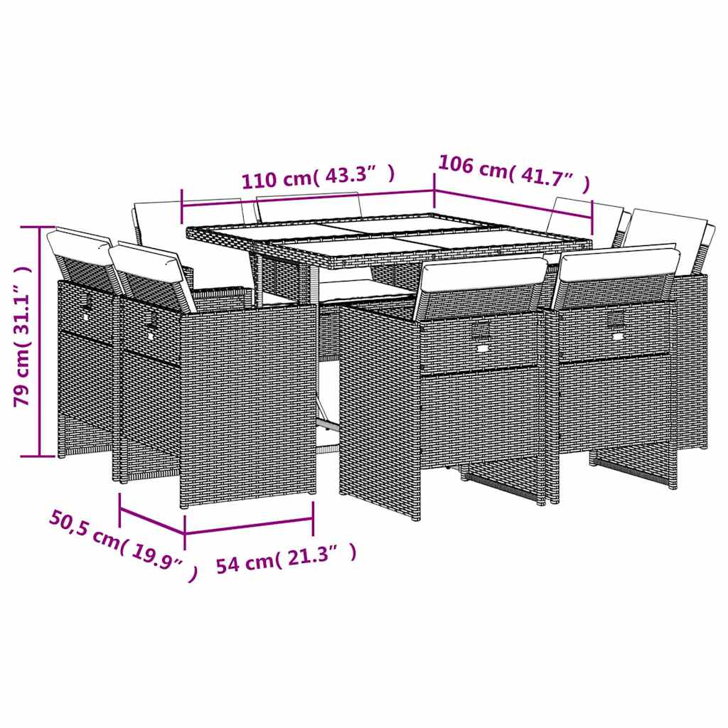 Garden Dining Set Black, Brown, Cream White