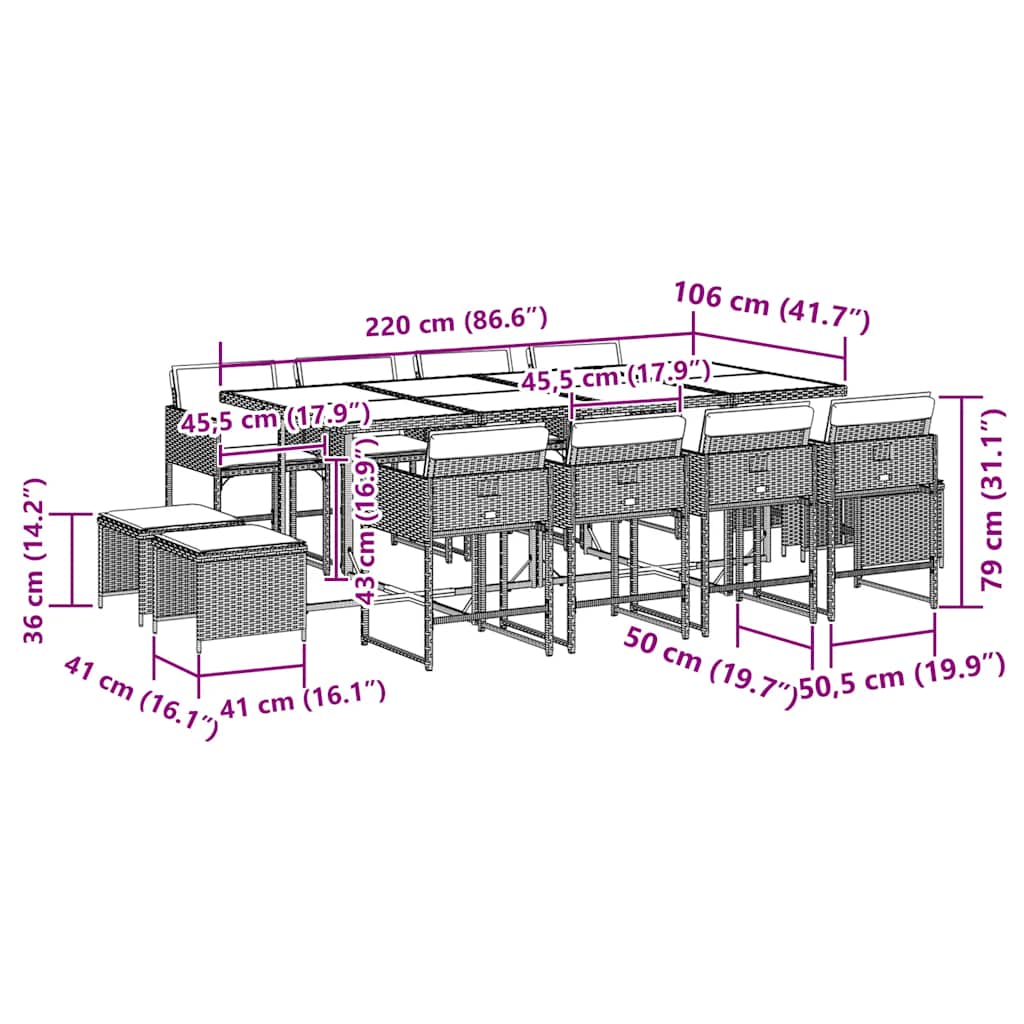 Garden Dining Set Black and brown