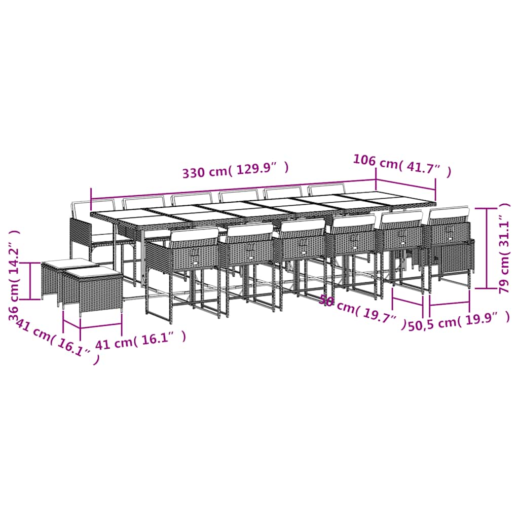 Garden Dining Set Black, Cream White