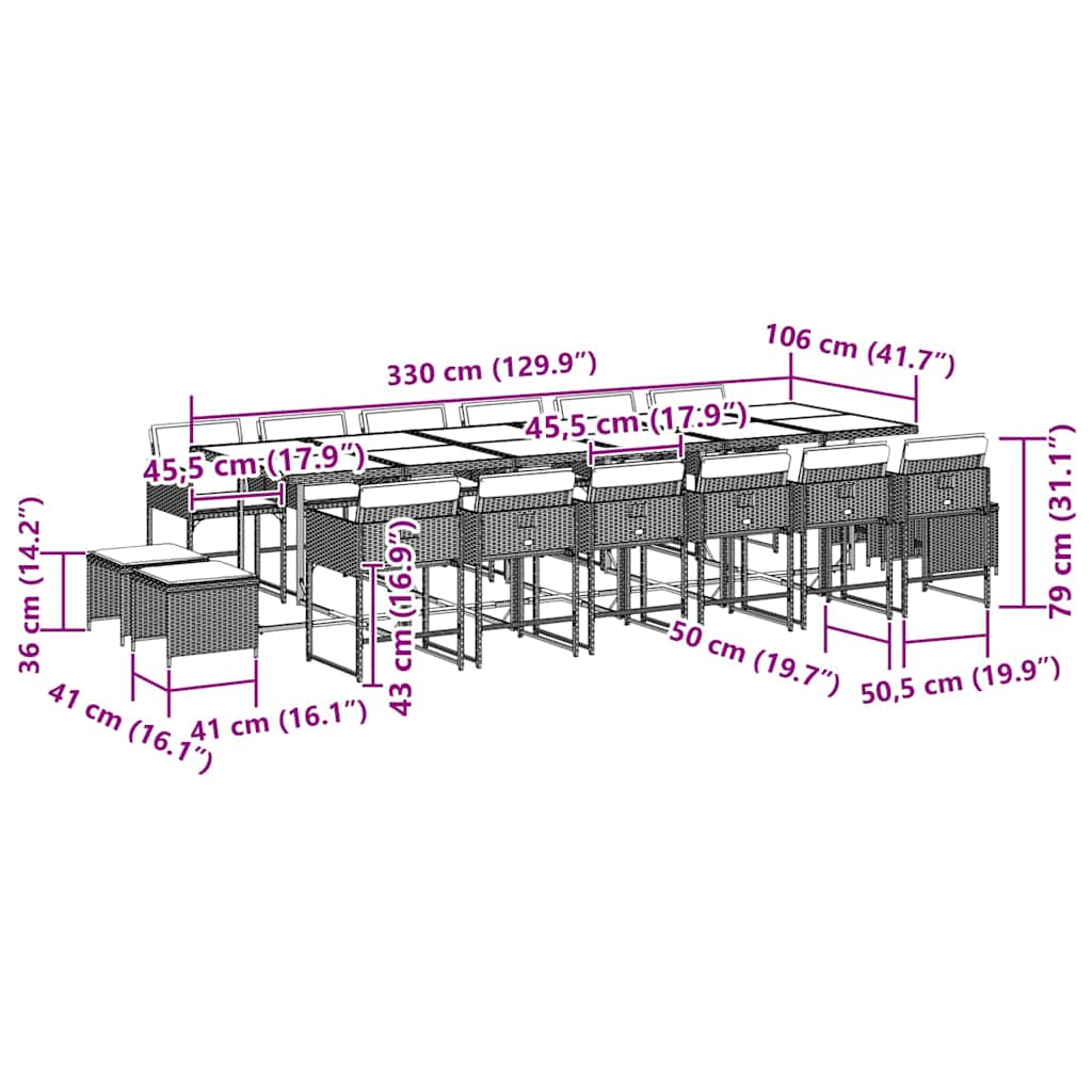 Garden Dining Set Black and Brown