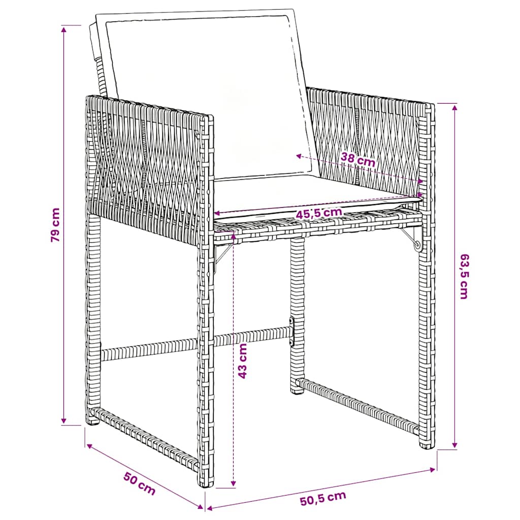 5 Piece Garden Dining Set with Cushions Grey Poly Rattan