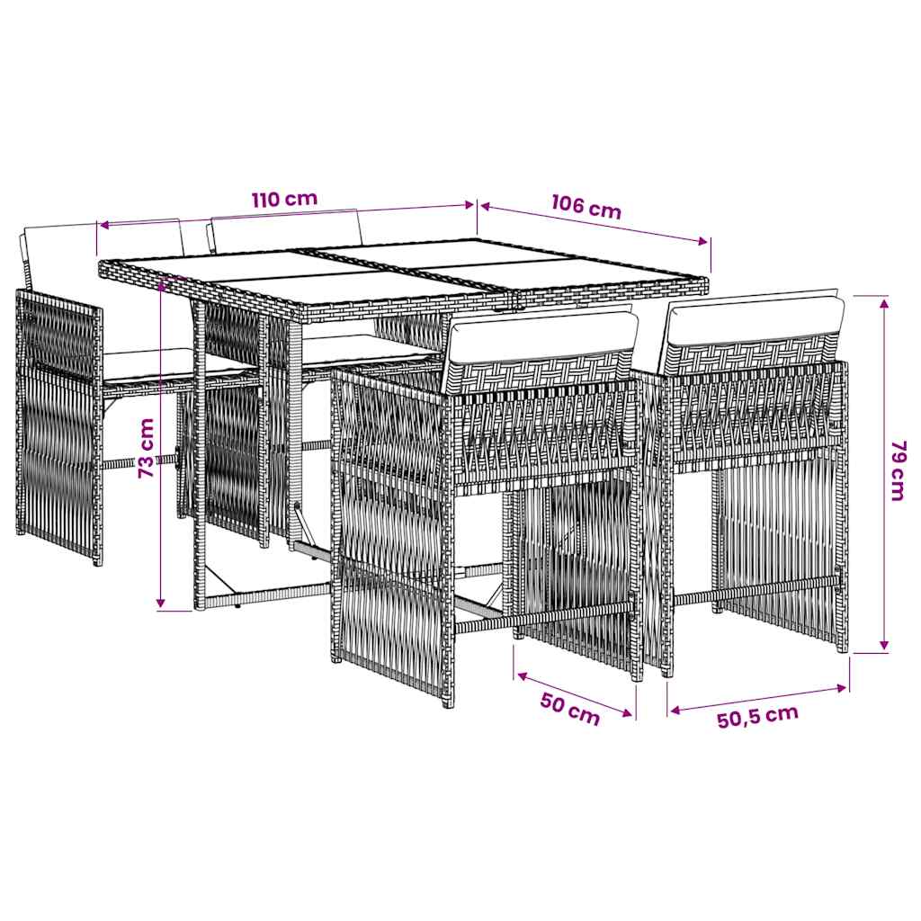 Garden Dining Set Black