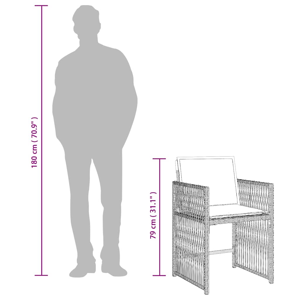 9 Piece Garden Dining Set with Cushions Light Grey Poly Rattan