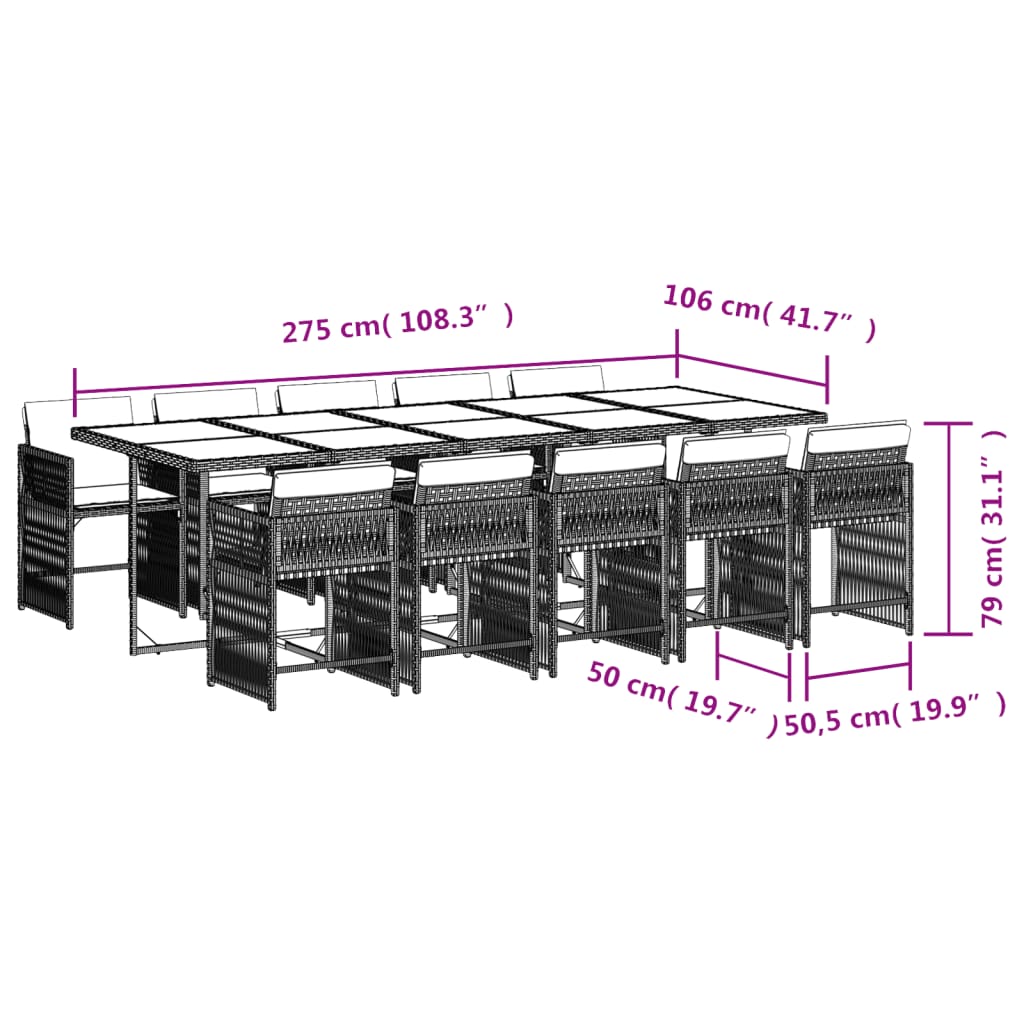Garden Dining Set Black, Cream White
