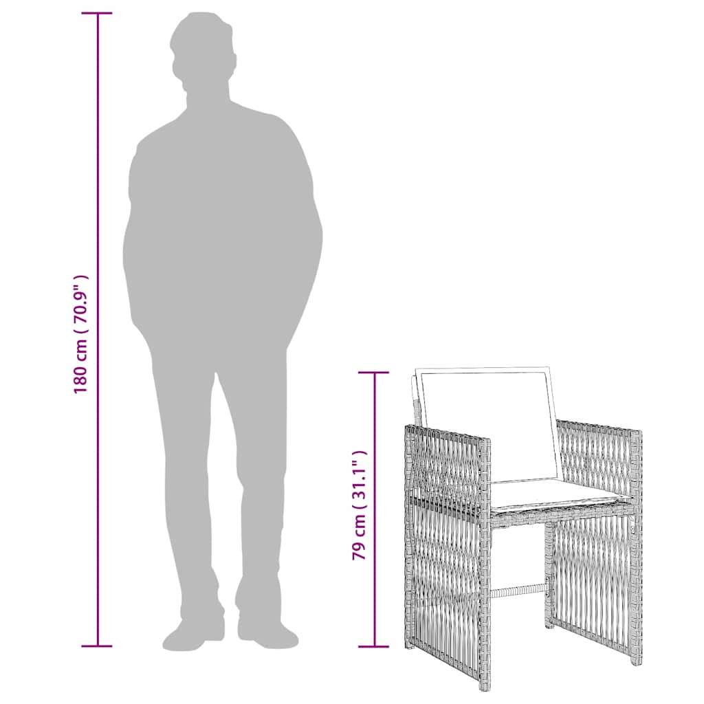 15 Piece Garden Dining Set with Cushions Light Grey Poly Rattan