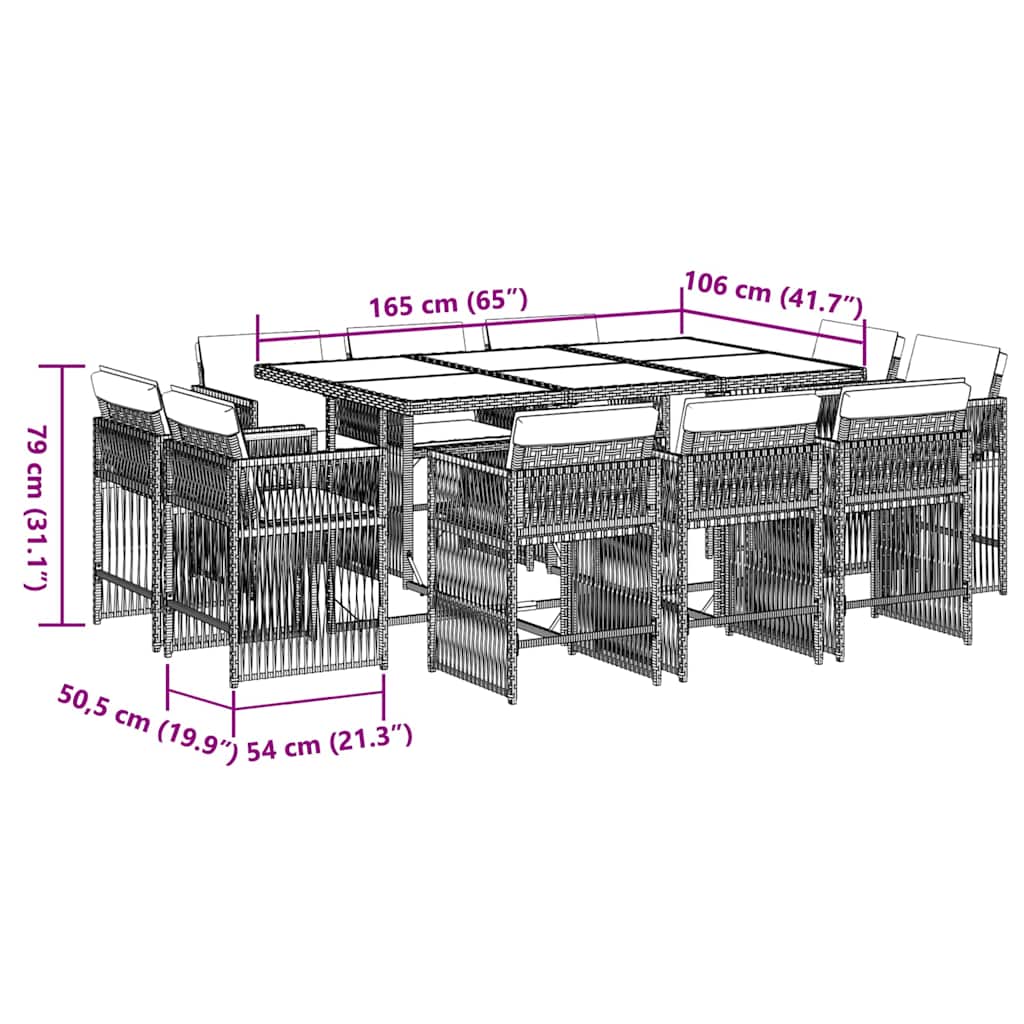 Garden Dining Set Black, Cream White