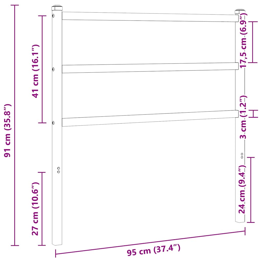 Metal Replace Headboard Black 90 cm