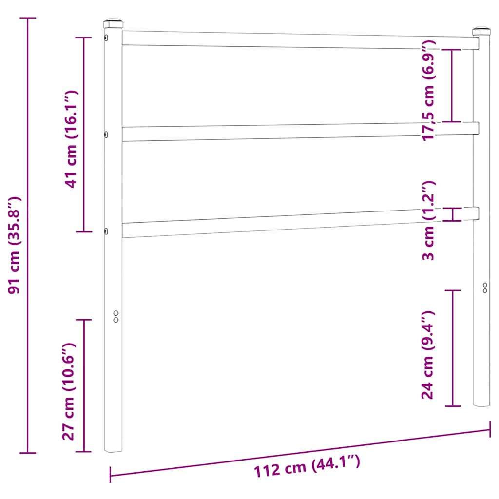 Metal Replace Headboard Black 107 cm