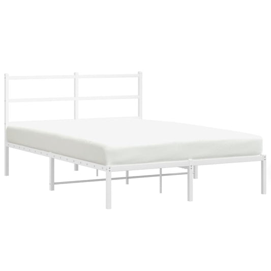 Metal Bed Frame without Mattress with Headboard White 140x190cm