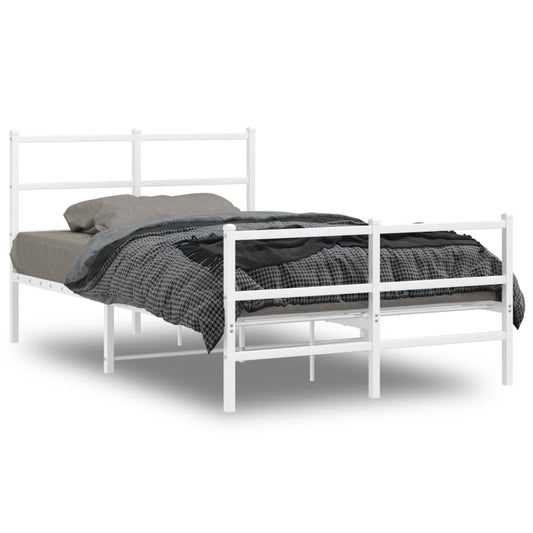 Metal Bed Frame without Mattress with Footboard White 120x200cm