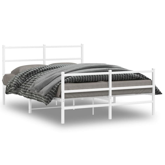 Metal Bed Frame without Mattress with Footboard White 140x200cm
