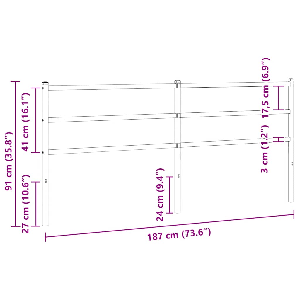 Metal Replace Headboard White 180 cm