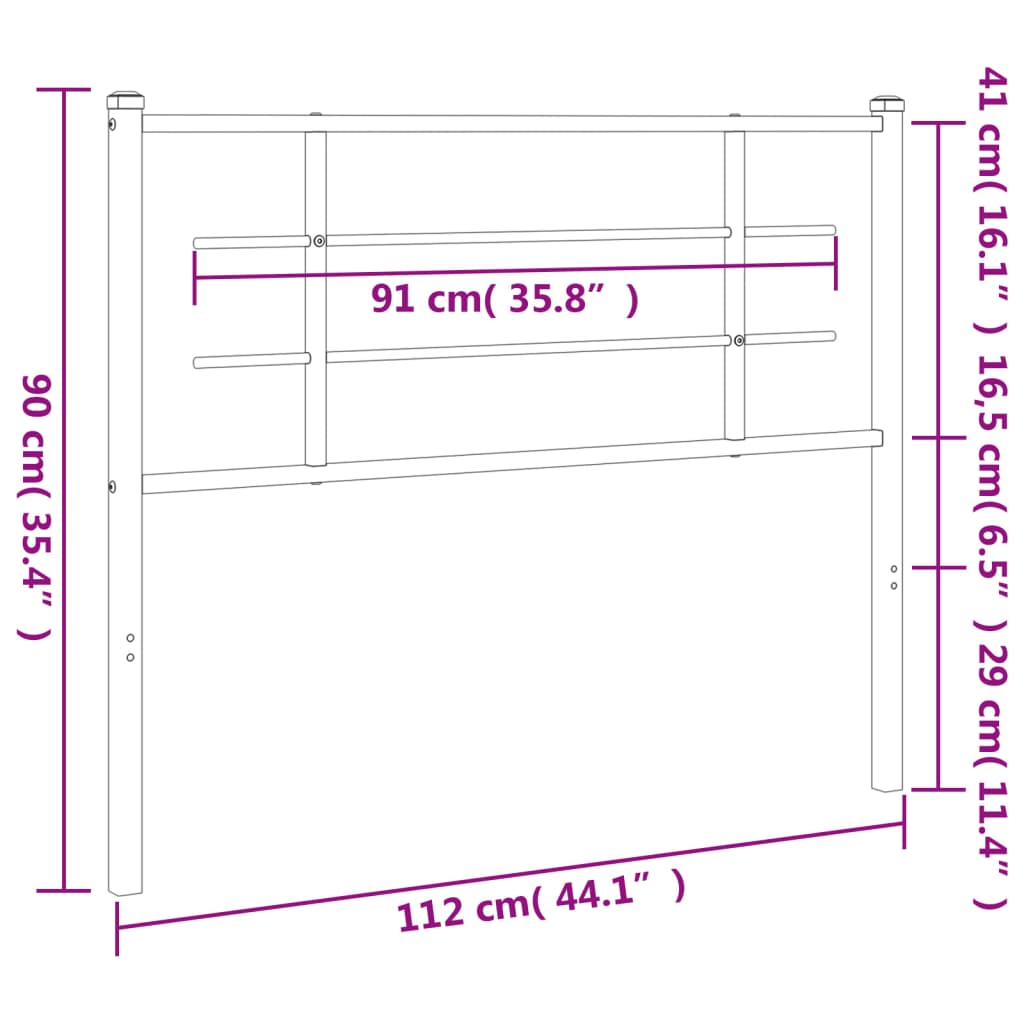 Metal Replace Headboard Black 107 cm