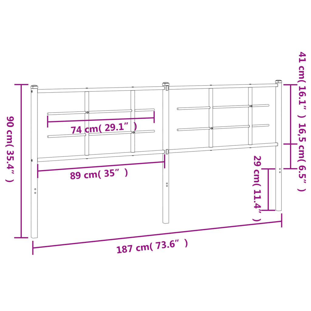 Metal Replace Headboard Black 180 cm