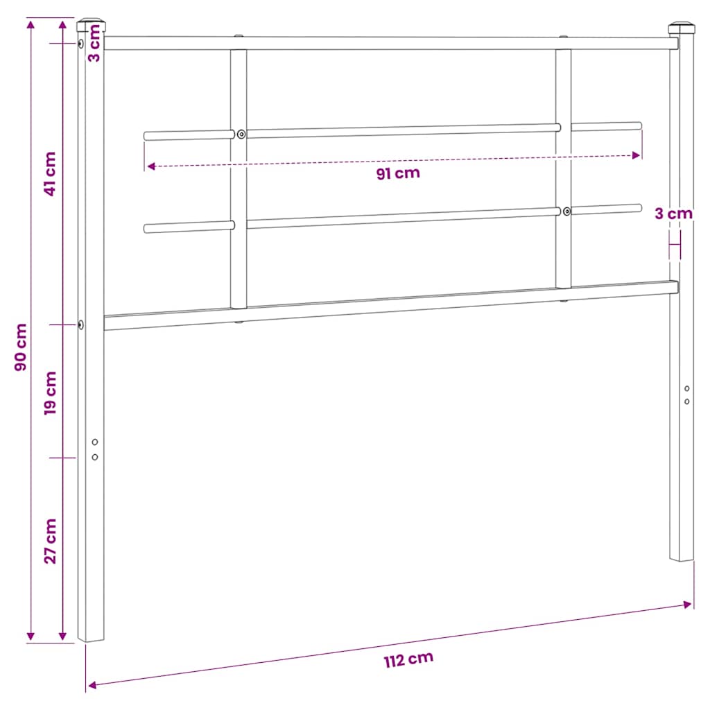 Metal Replace Headboard White 107 cm
