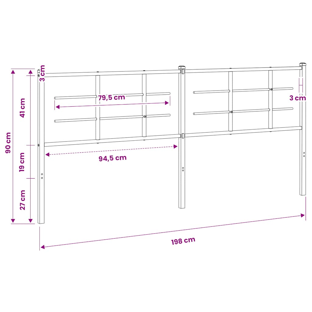 Metal Replace Headboard White 193 cm