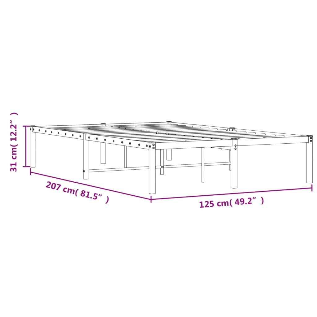 Metal Bed Frame without Mattress Black 120x200cm