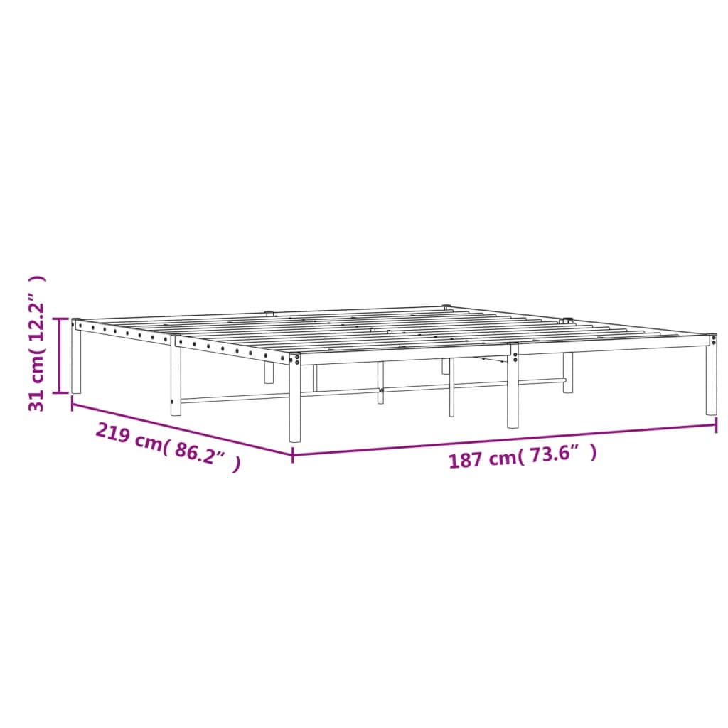 Metal Bed Frame without Mattress Black 183x213cm