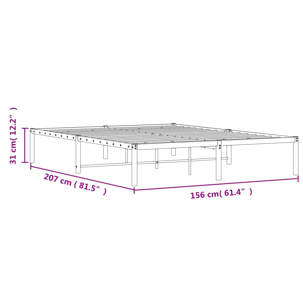 Metal Bed Frame without Mattress White 150x200cm