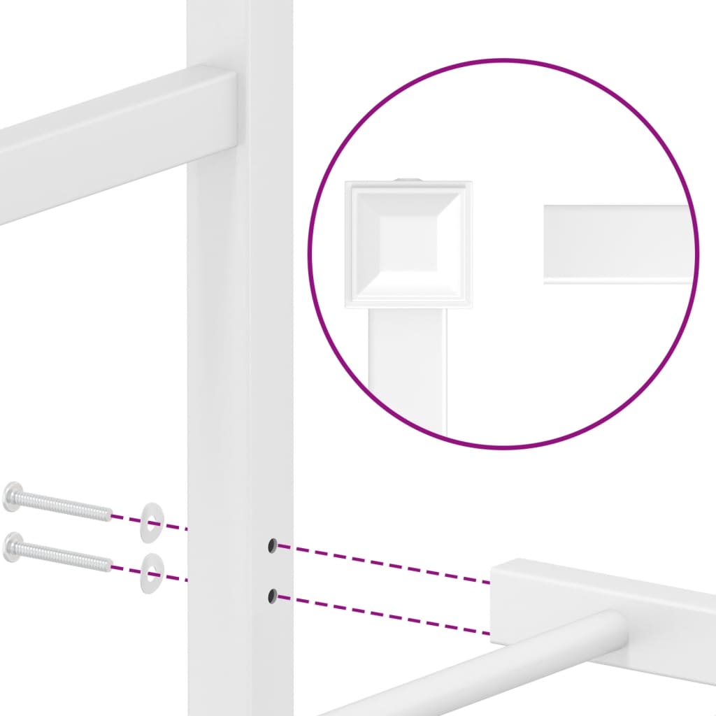Metal Bed Frame without Mattress with Footboard White 180x200cm