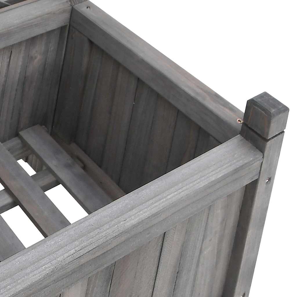 Planter with Trellis Grey 40x30x90 cm Solid Wood Fir
