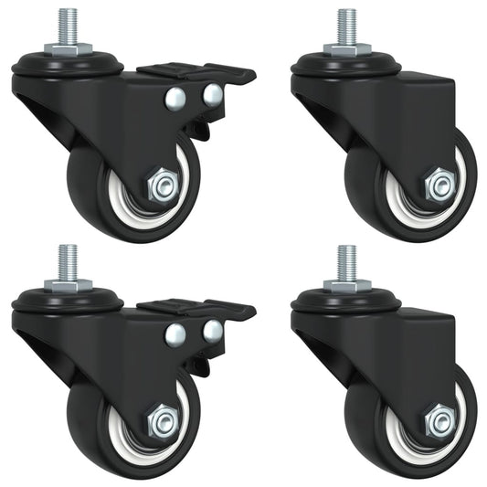 Caster Wheels 4 pcs Black 1.4" Iron