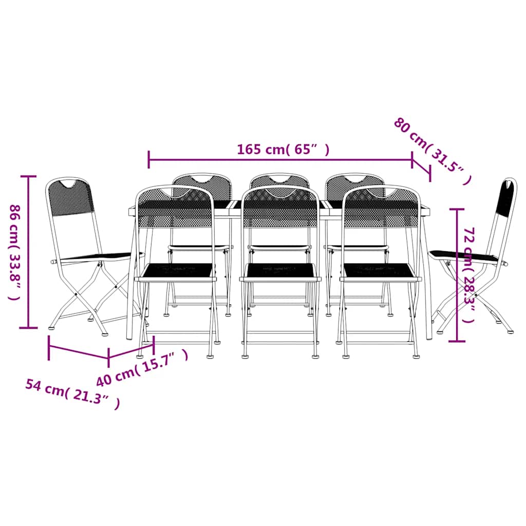 9 Piece Garden Dining Set Anthracite Metal Mesh