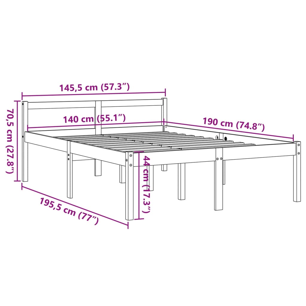 Senior Bed | Wax Brown | Solid pine wood, Plywood slats | Double