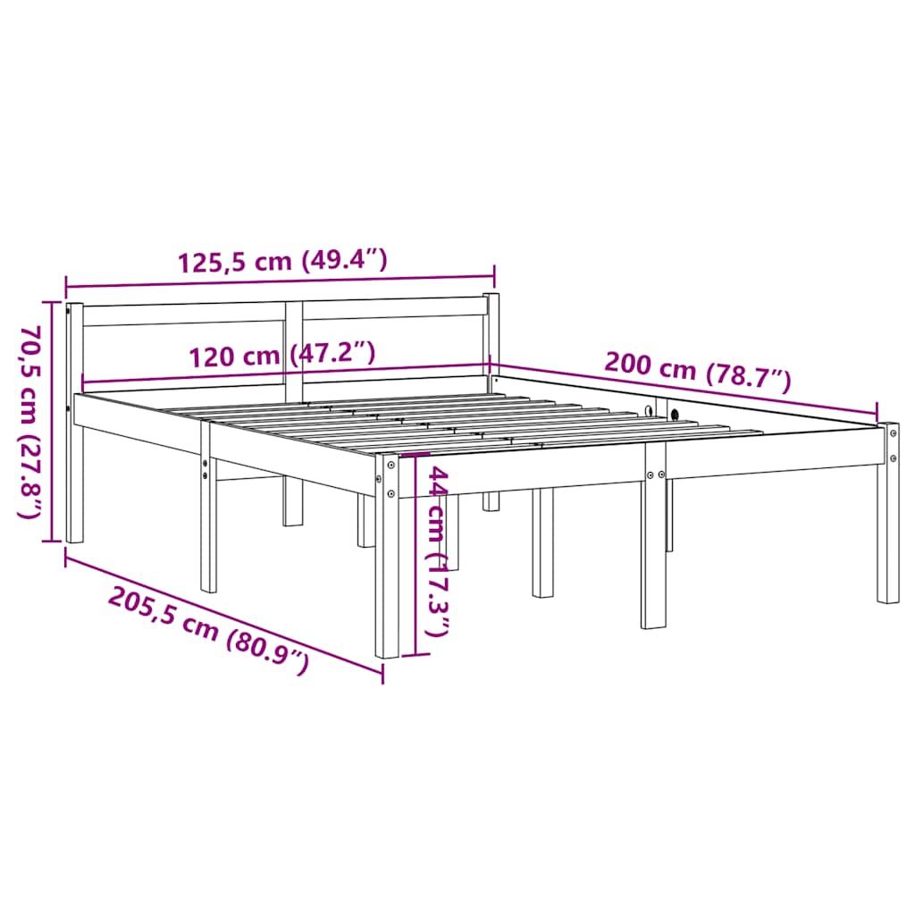 Senior Bed without Mattress Wax Brown 120x200 cm Solid Wood Pine