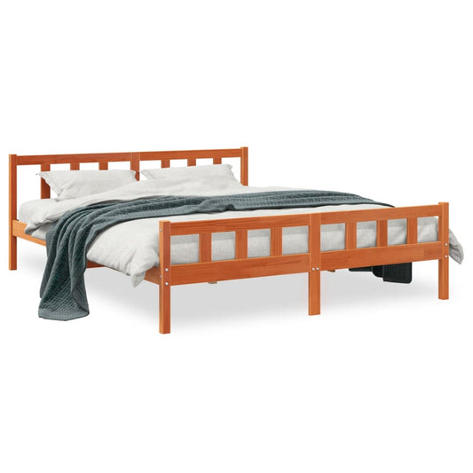 Bed Frame | Wax brown | Solid pine wood, plywood | 160x200 cm | Durable