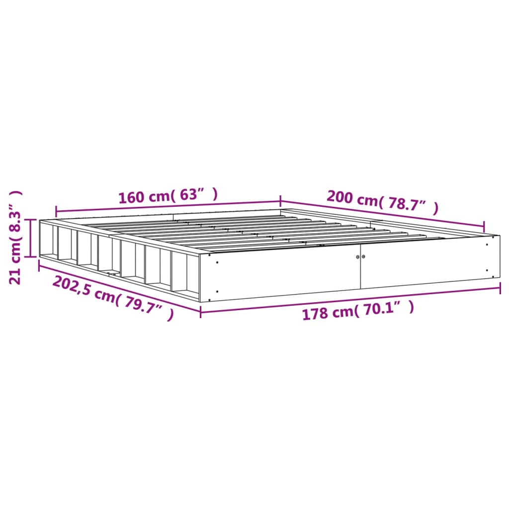 Bed Frame | Wax brown | Solid pine wood, Plywood | Double | Bed Frame