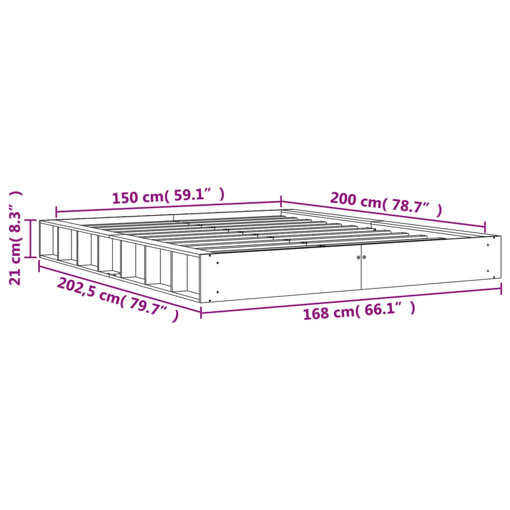 Bed Frame | Wax brown | Solid pine wood, Plywood | King | Simple