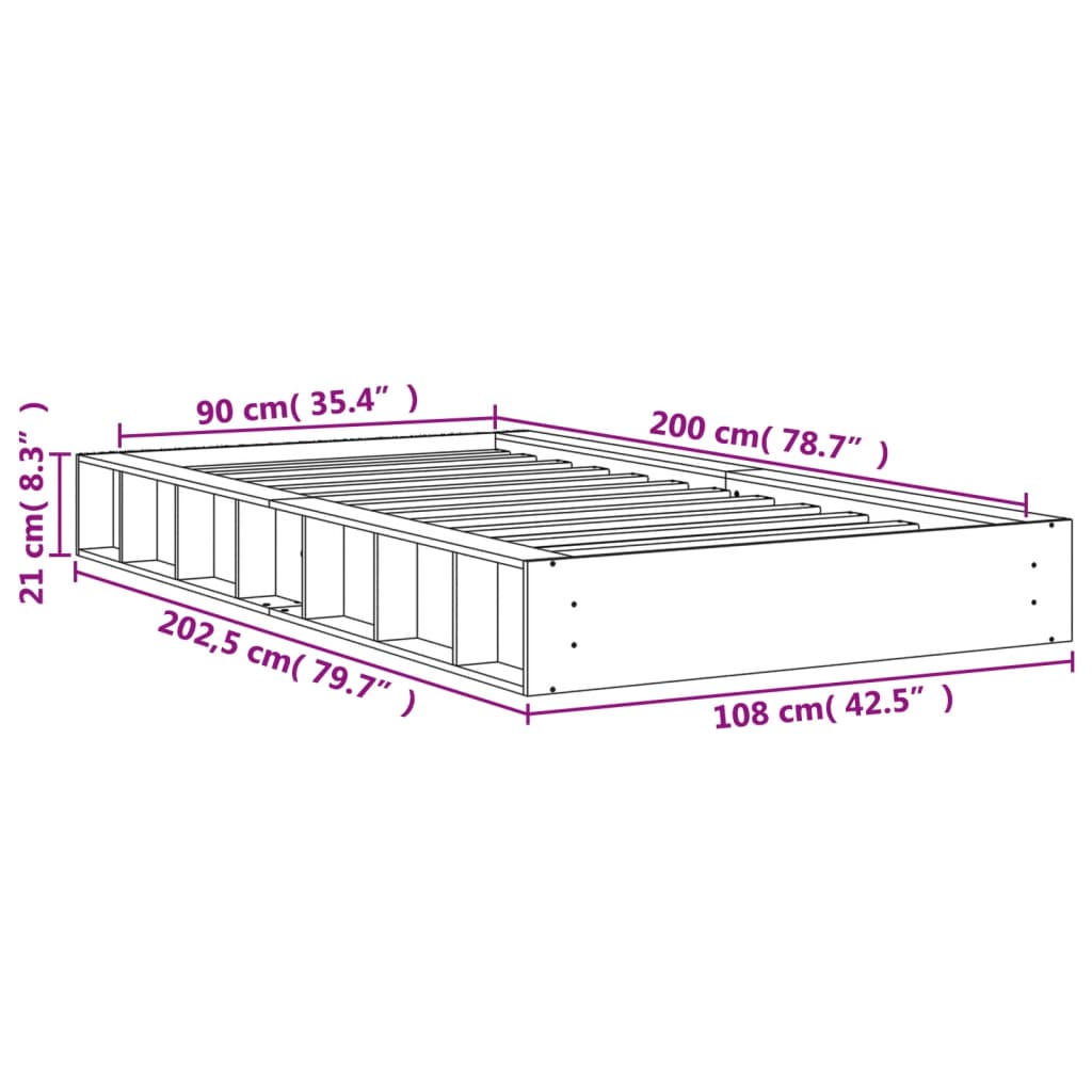 Bed Frame | Wax Brown | Solid pine wood, plywood | Single | Durable