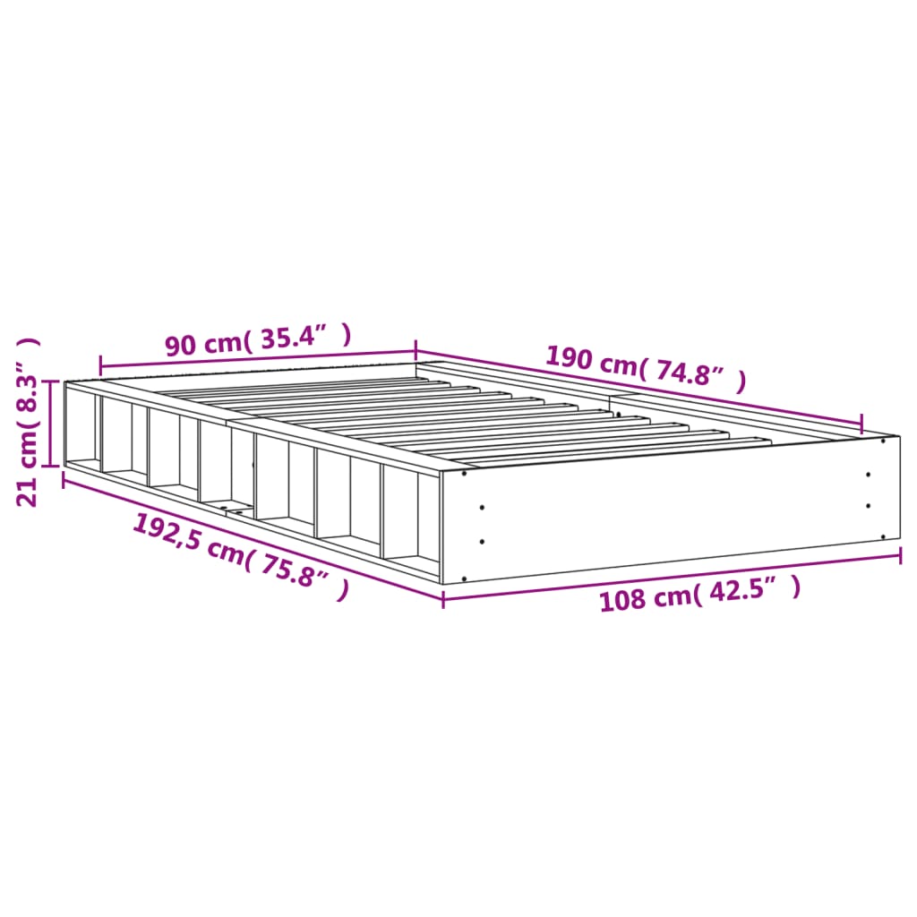 Bed Frame | Wax Brown | Solid Pine Wood | Single | Durable | Bed Frame