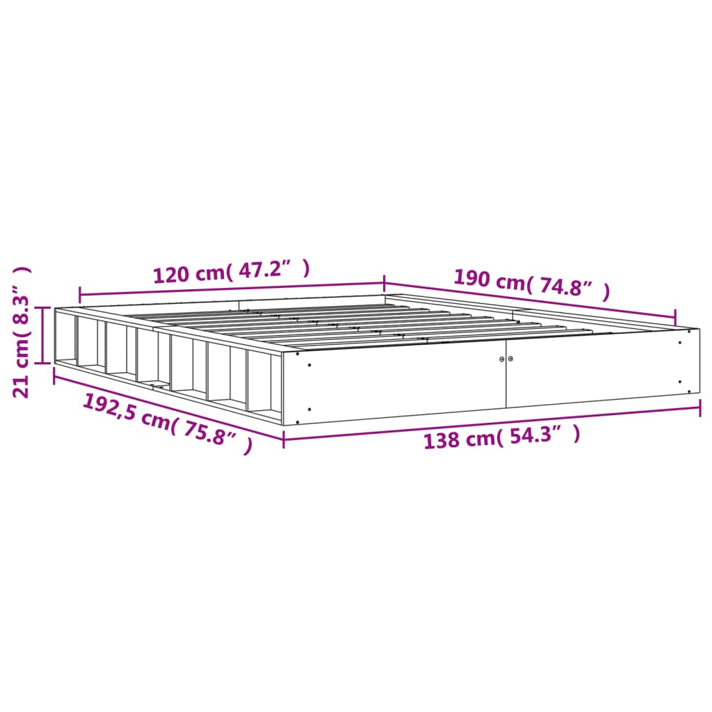 Bed Frame | Wax brown | Solid pine wood | Small Double | Durable