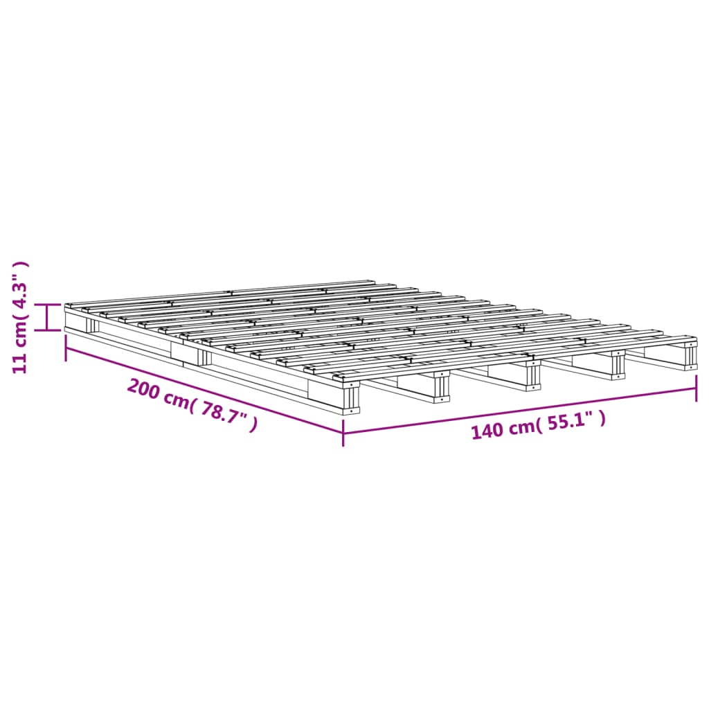 Pallet Bed | Wax Brown | Solid Pine Wood | Double | Wooden Bed Frame