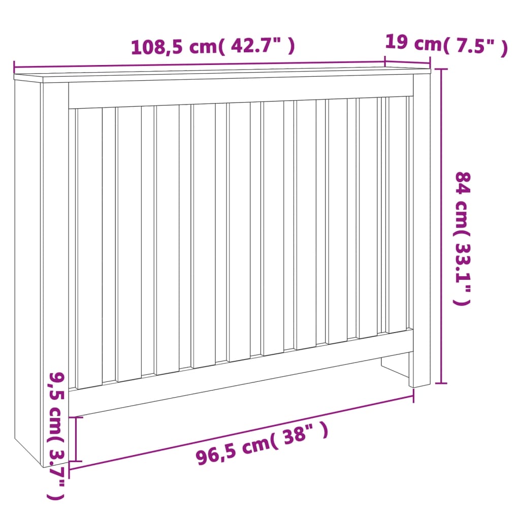 Radiator Cover Wax Brown 108.5x19x84 cm Solid Wood Pine