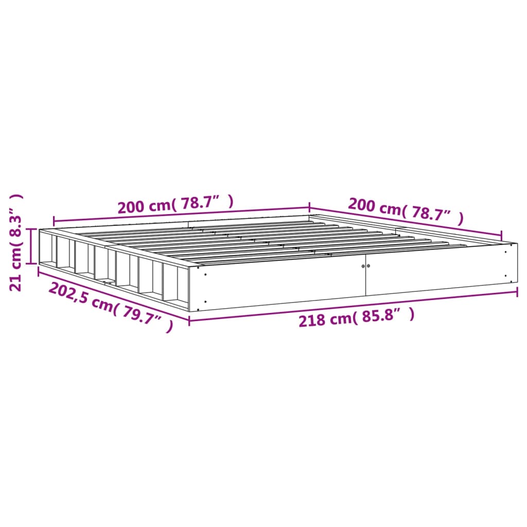 Bed Frame | Wax Brown | Solid pinewood, Plywood | Double | Durable