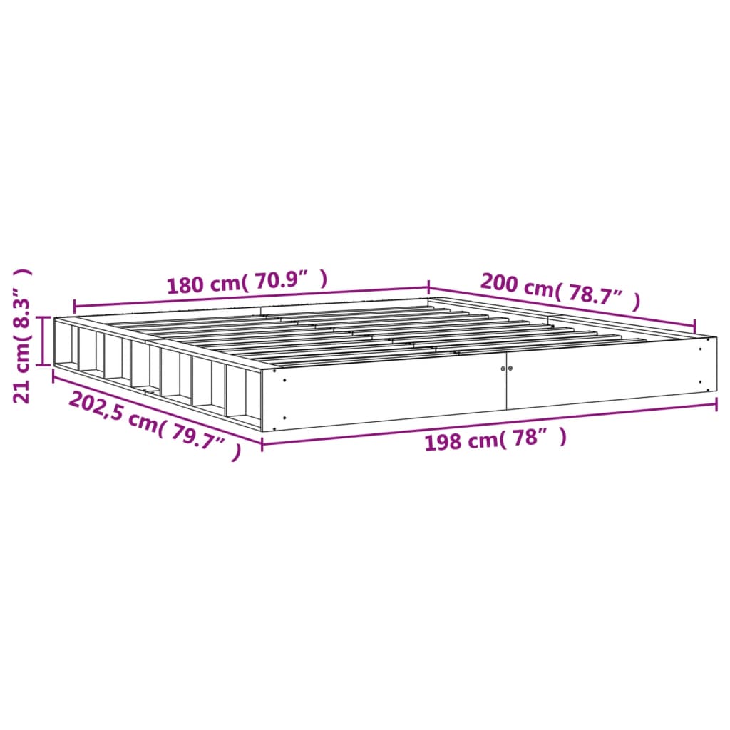 Bed Frame | Wax Brown | Solid Pine Wood, Plywood | 180x200 cm | Durable
