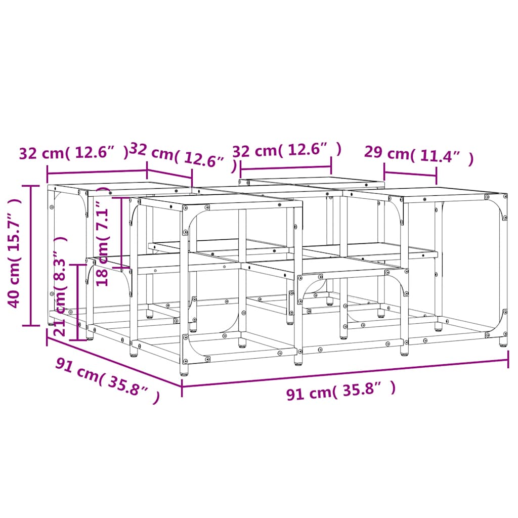 Coffee Table Black 91x91x40 cm Engineered Wood