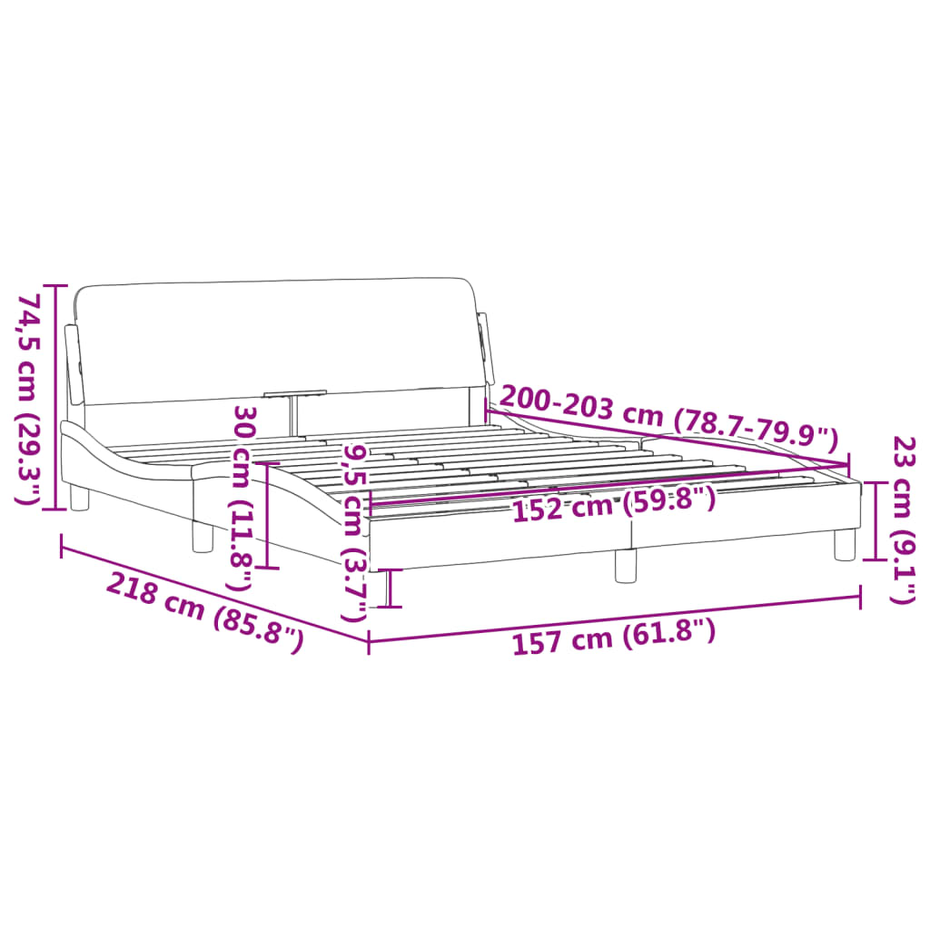 Bed Frame "Dover" Dark Gray 59.8"x79.9" Velvet