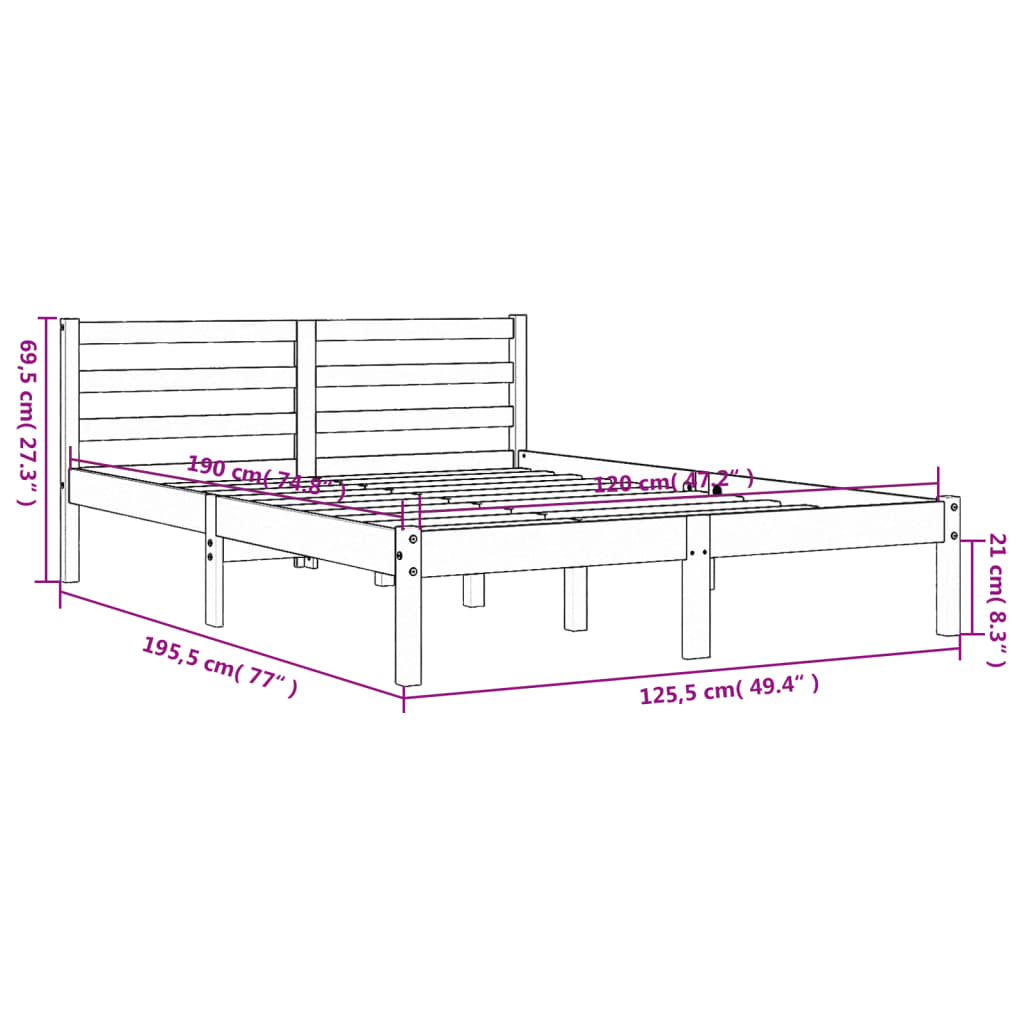Bed Frame | Wax Brown | Solid Pine Wood | Small Double | Durable