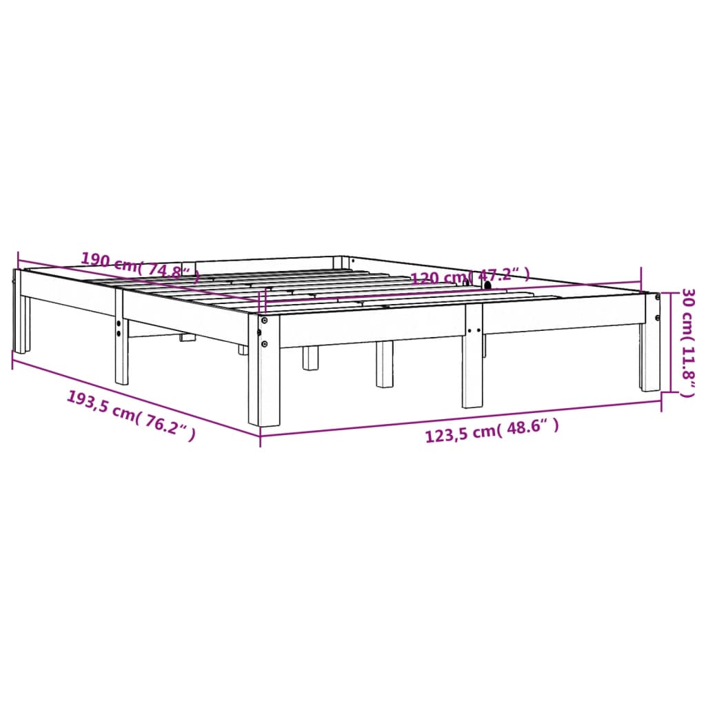 Bed Frame without Mattress Wax Brown 120x190 cm Small Double Solid Wood Pine