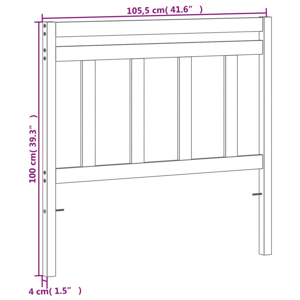 Headboard Wax Brown 100 cm Solid Wood Pine