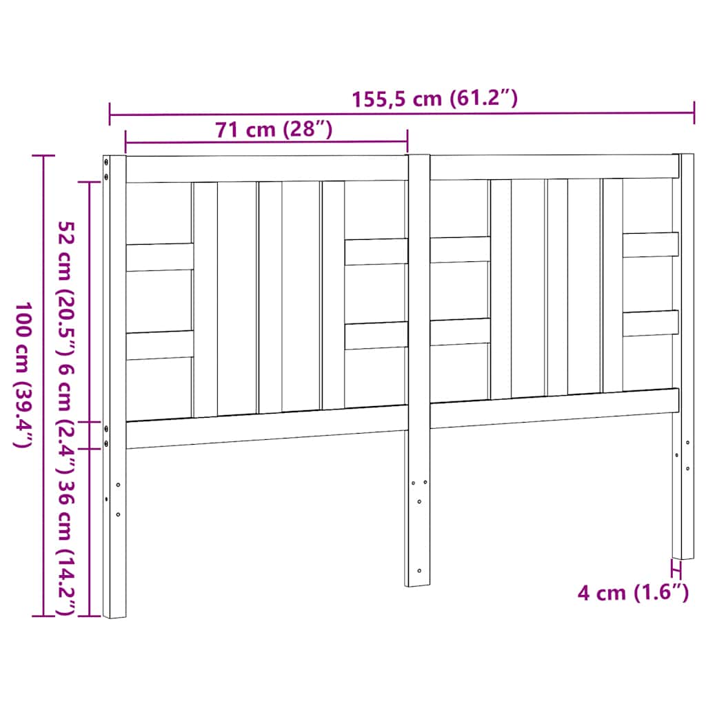 Headboard Wax Brown 150 cm Solid Wood Pine